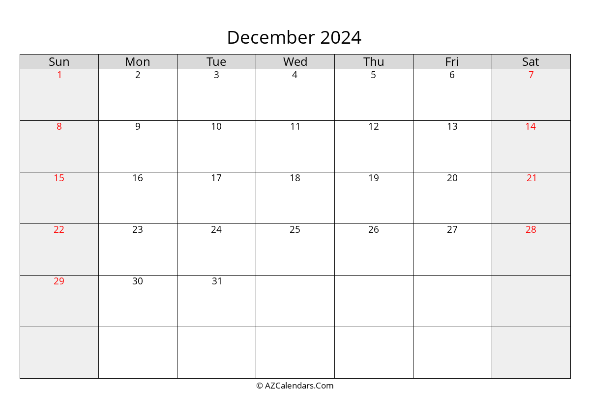 december 2024 calendar