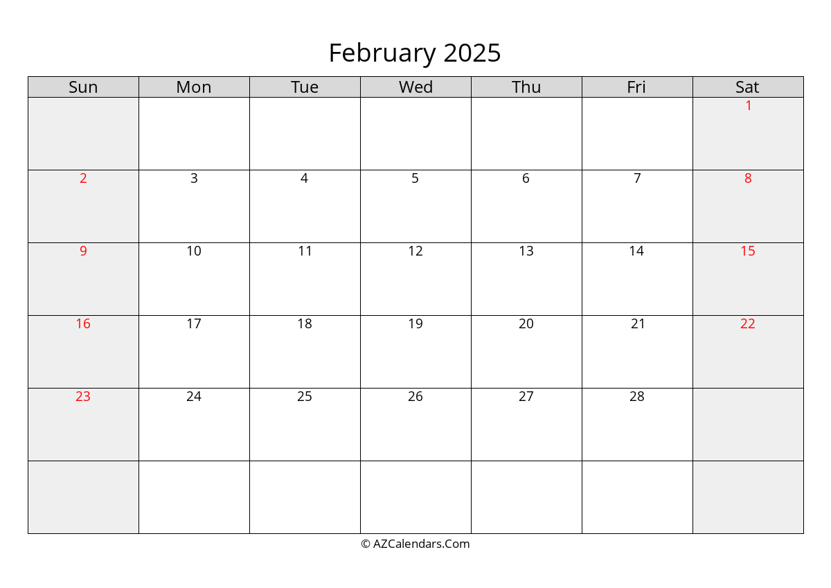 february 2025 calendar