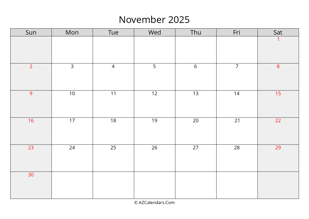 november 2025 calendar